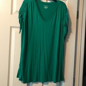 NWOT Lane Bryant V-Neck Top w/Drawstring Shoulders